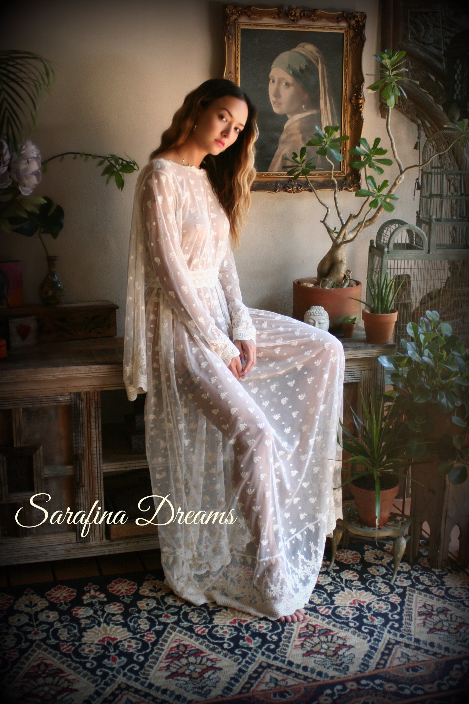 Bridal Nightgown Lace Backless Nightgown Embroidered Lace Wedding Sleepwear Bridal Lingerie Lace Sleepwear Lace Dress Honeymoon Lingerie