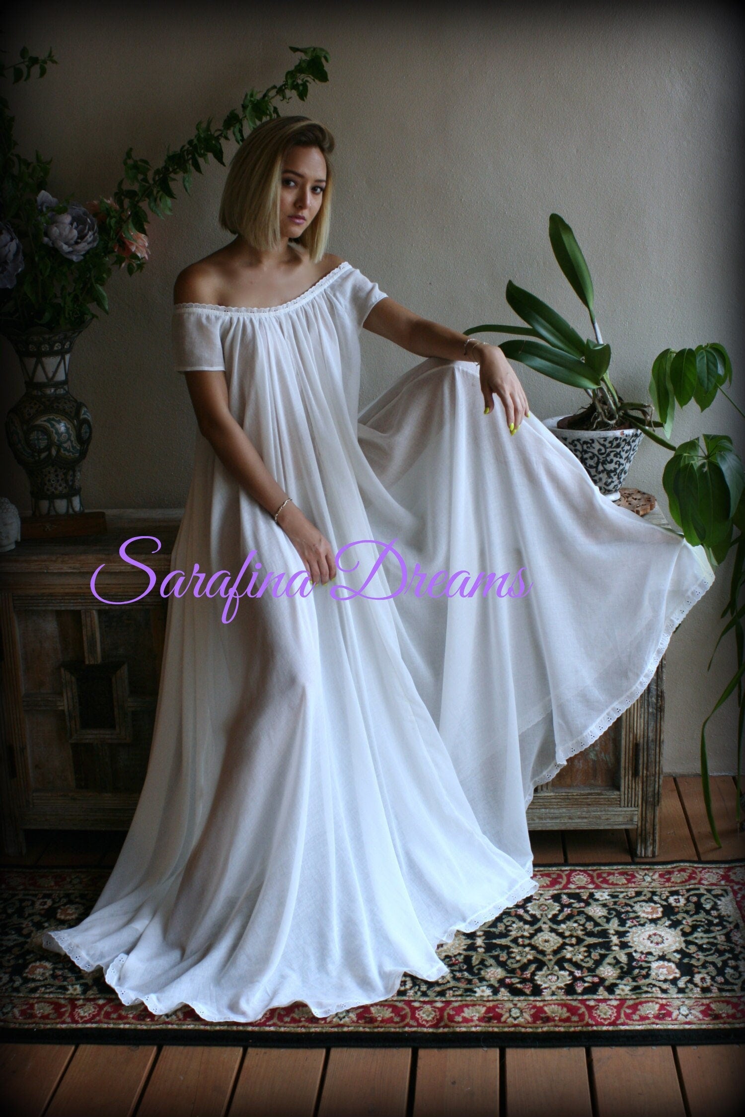 100% Cotton Nightgown Cap Sleeve Jane Austen Full Sweep Lingerie Sleepwear White Cotton Nightgown Cotton Lingerie Honeymoon Cotton Sleepwear