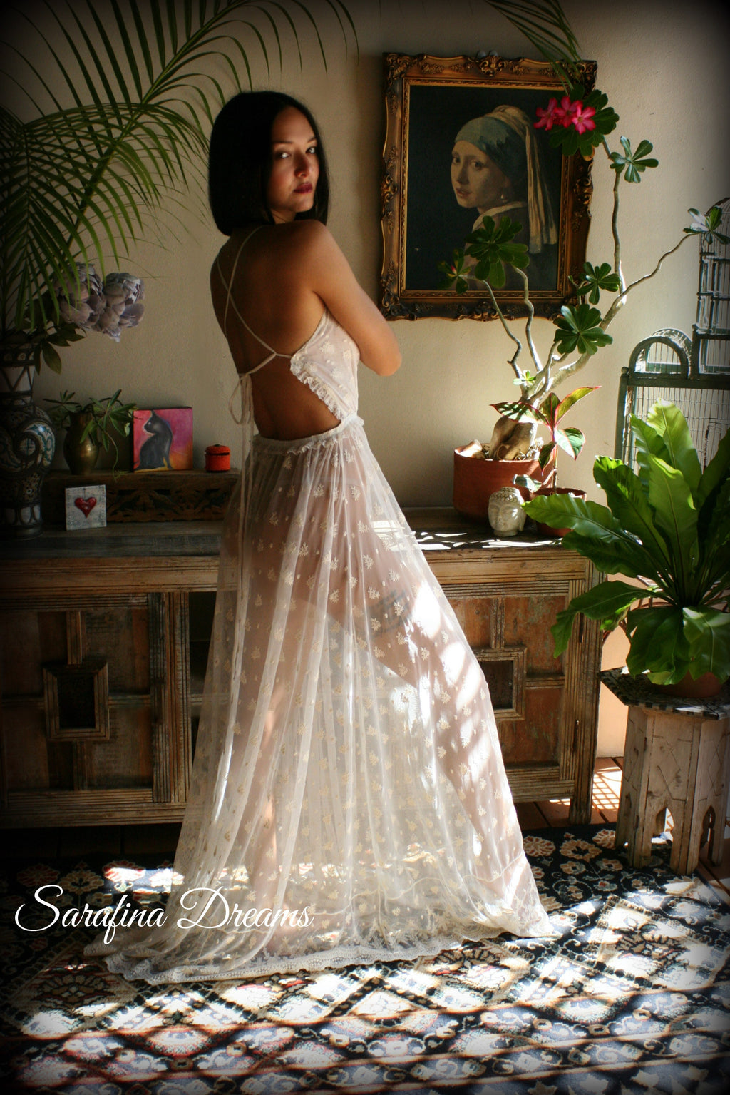 Bridal Nightgown Backless Lace Wedding Sleepwear Bridal Lingerie  Ivory Lace Lingerie Lace Lingerie Wedding Nightgown Honeymoon Lingerie