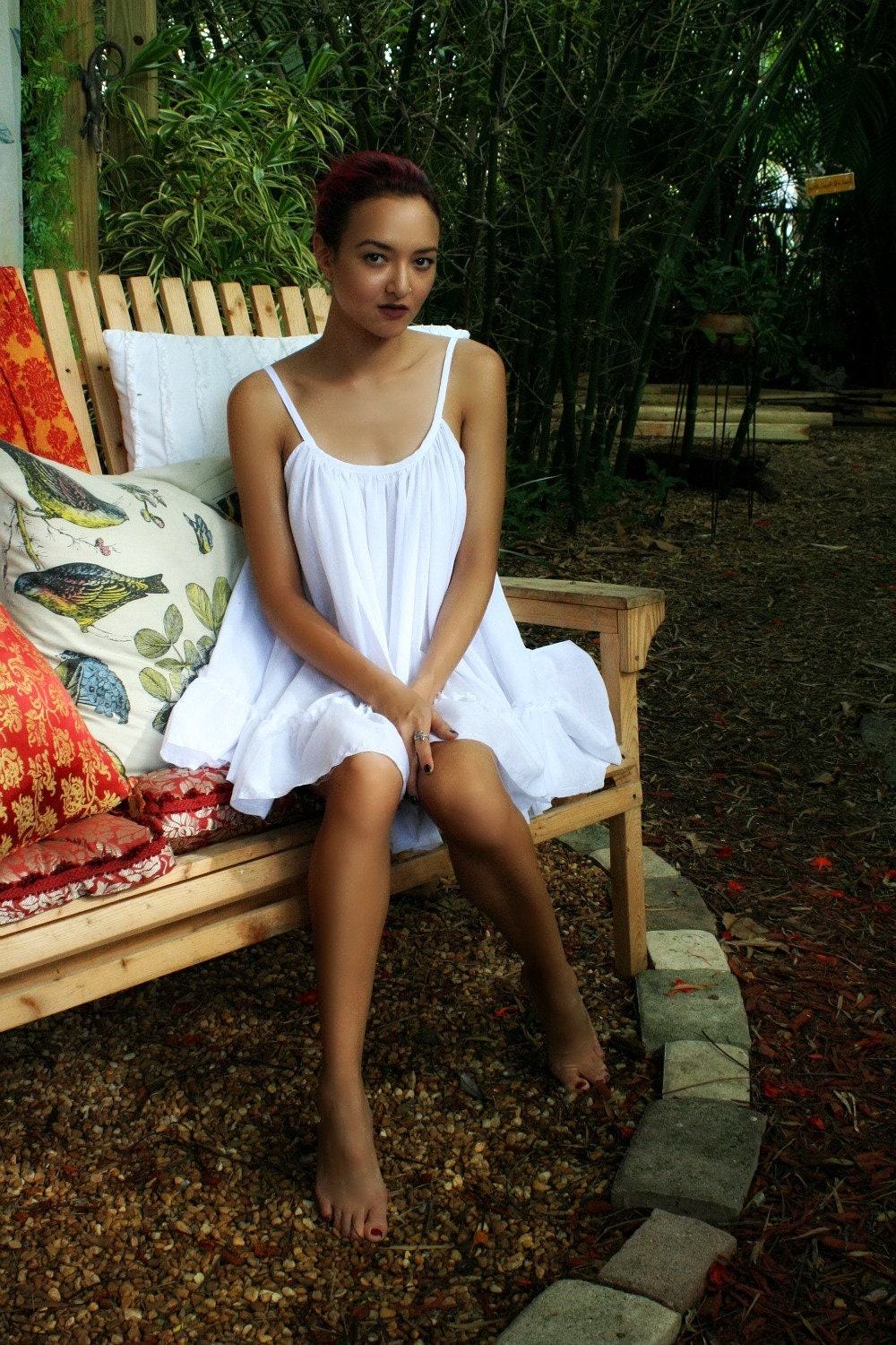 White Cotton Baby Doll Nightgown Ruffle Cottage Chic Cotton White Lingerie Cotton Sleepwear Honeymoon Cotton Nightgown