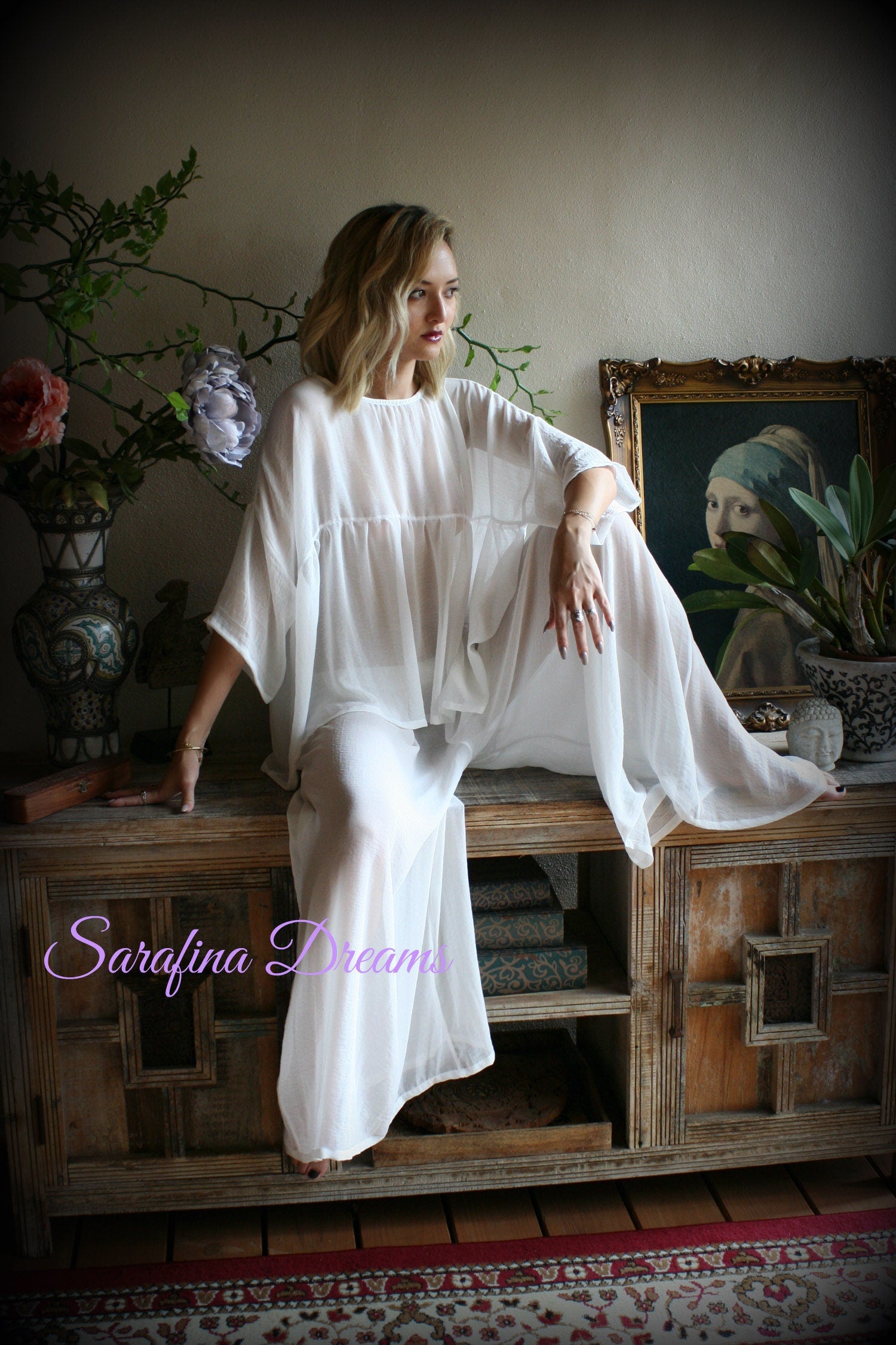 Bridal Chiffon Pajama's Bridal Sleepwear Wedding Lingerie Bridal Chiffon Lingerie Chiffon Sleepwear White Lingerie