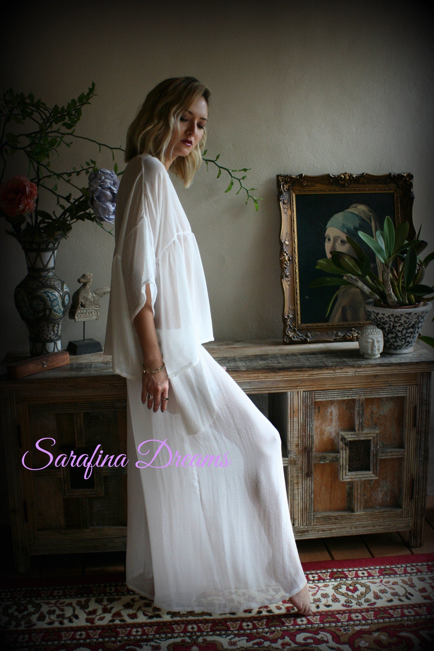 Bridal Chiffon Pajama's Bridal Sleepwear Wedding Lingerie Bridal Chiffon Lingerie Chiffon Sleepwear White Lingerie