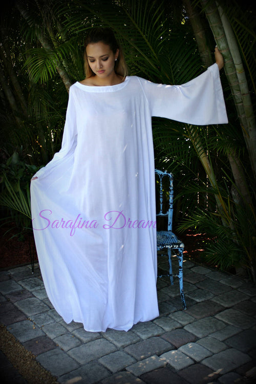 100% Cotton Angel Sleeve Nightgown Choir Jane Austen Era Lingerie Cotton Sleepwear White Cotton Nightgown