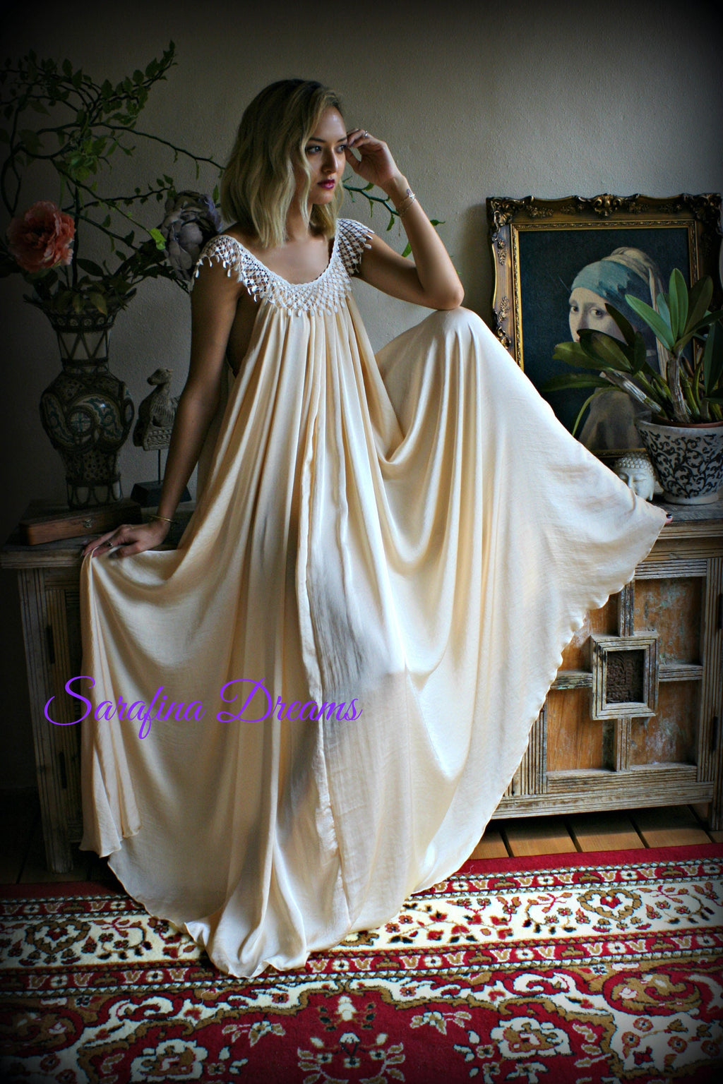 Satin Nightgown Blush White Satin Lingerie Satin Bridal Nightgown Wedding Lingerie Bridal Lace Sleepwear Satin Sleepwear Bridal Lingerie