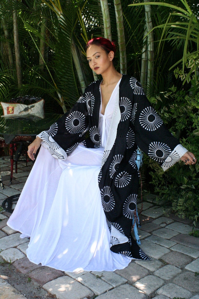 100% Cotton Kimono Robe Reversible Black and White Exclusive Block Print Cotton Lingerie Cotton Sleepwear Bridal Lingerie Indian Summer