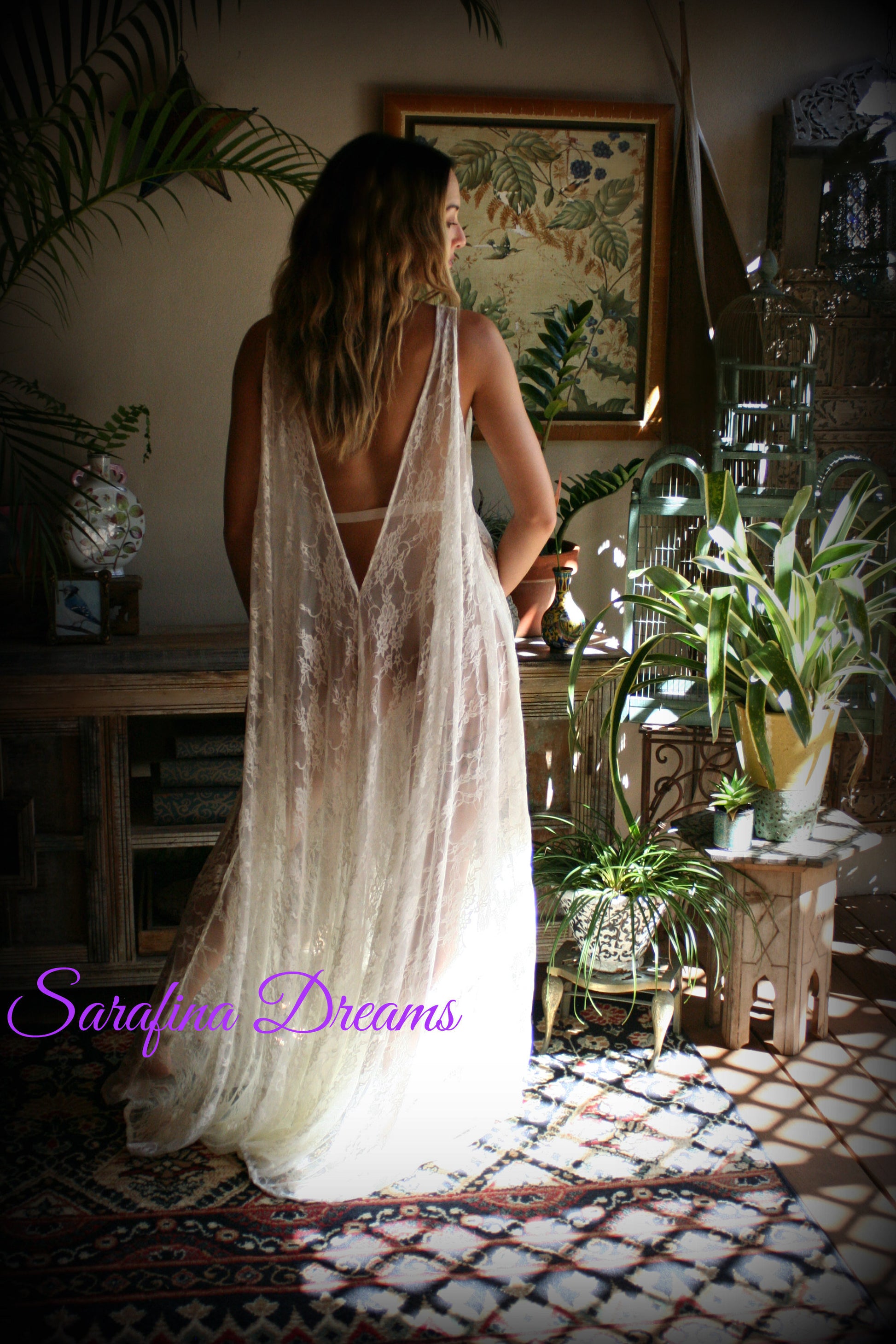 Lace Backless Nightgown Lace Lingerie Ivory Lace Sleepwear Bridal Nightgown Ivory Nightgown Wedding Sleepwear Bridal Lingerie