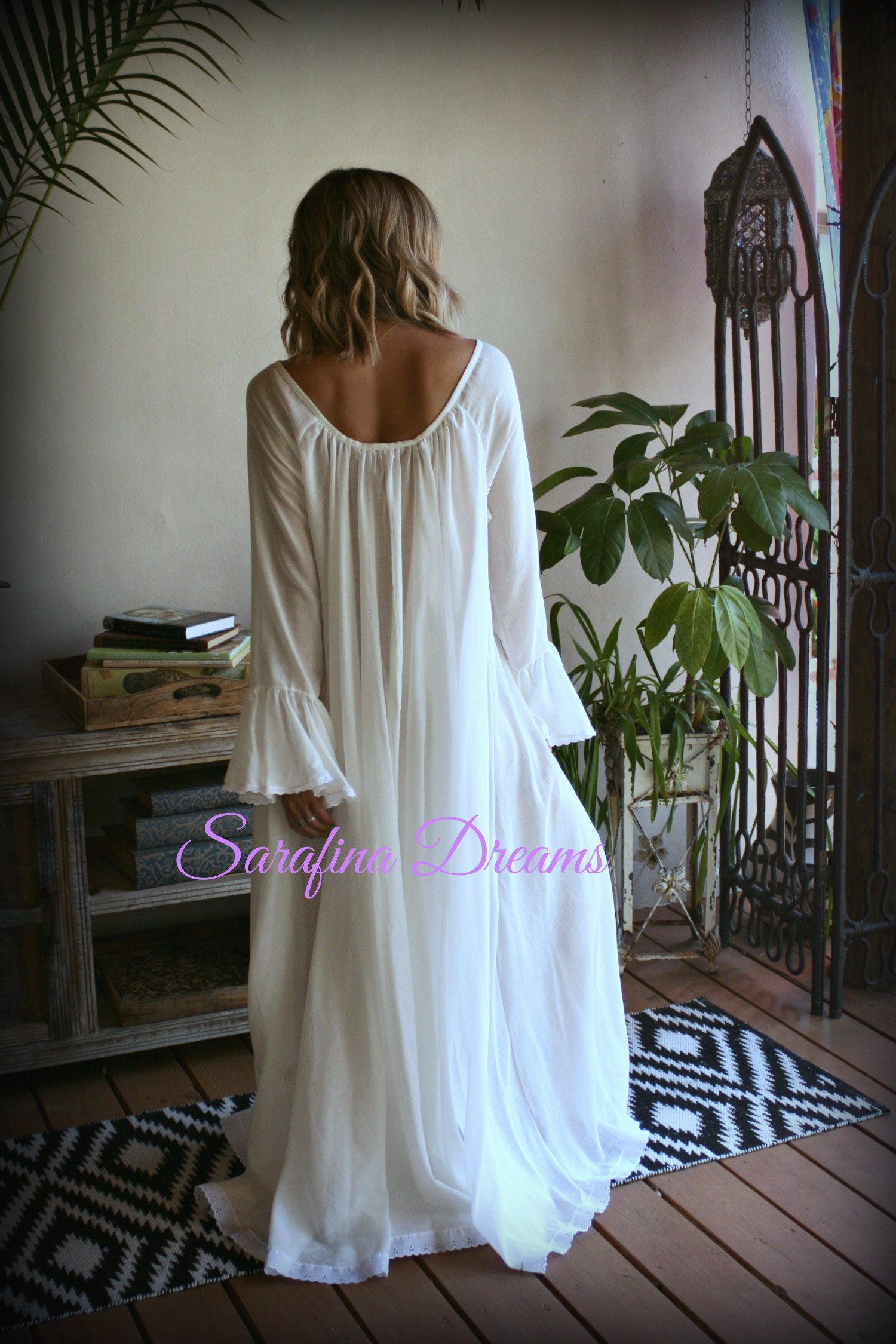 White Cotton And Prints Long Sleeve Nightgown Jane Austen Cotton Nightgown Cotton Lingerie White Cotton Sleepwear Cotton Gown
