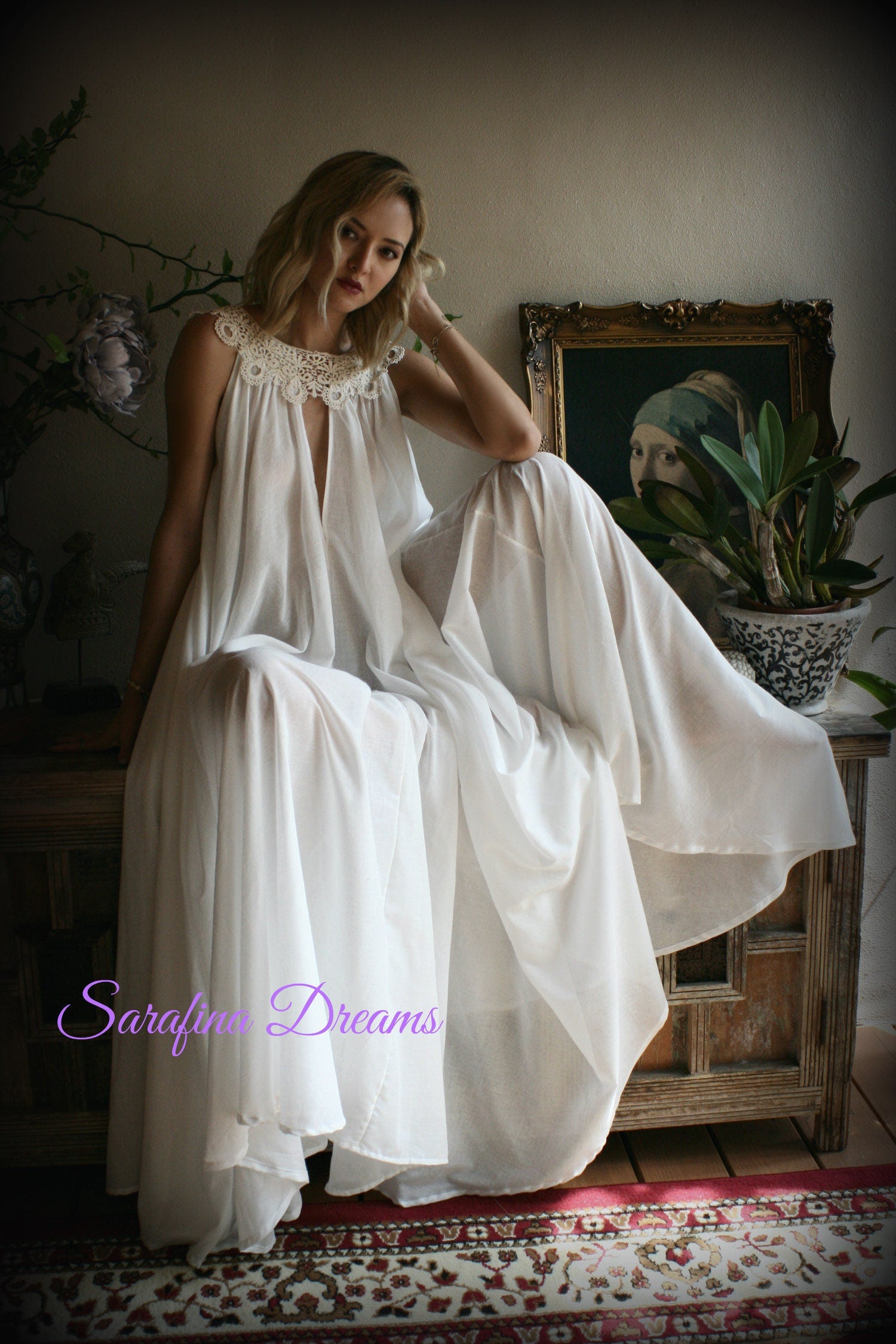 100% Cotton Nightgown Jane Austen Full Sweep Lingerie Sleepwear Nightgown Cotton Lingerie Honeymoon Cotton Sleepwear