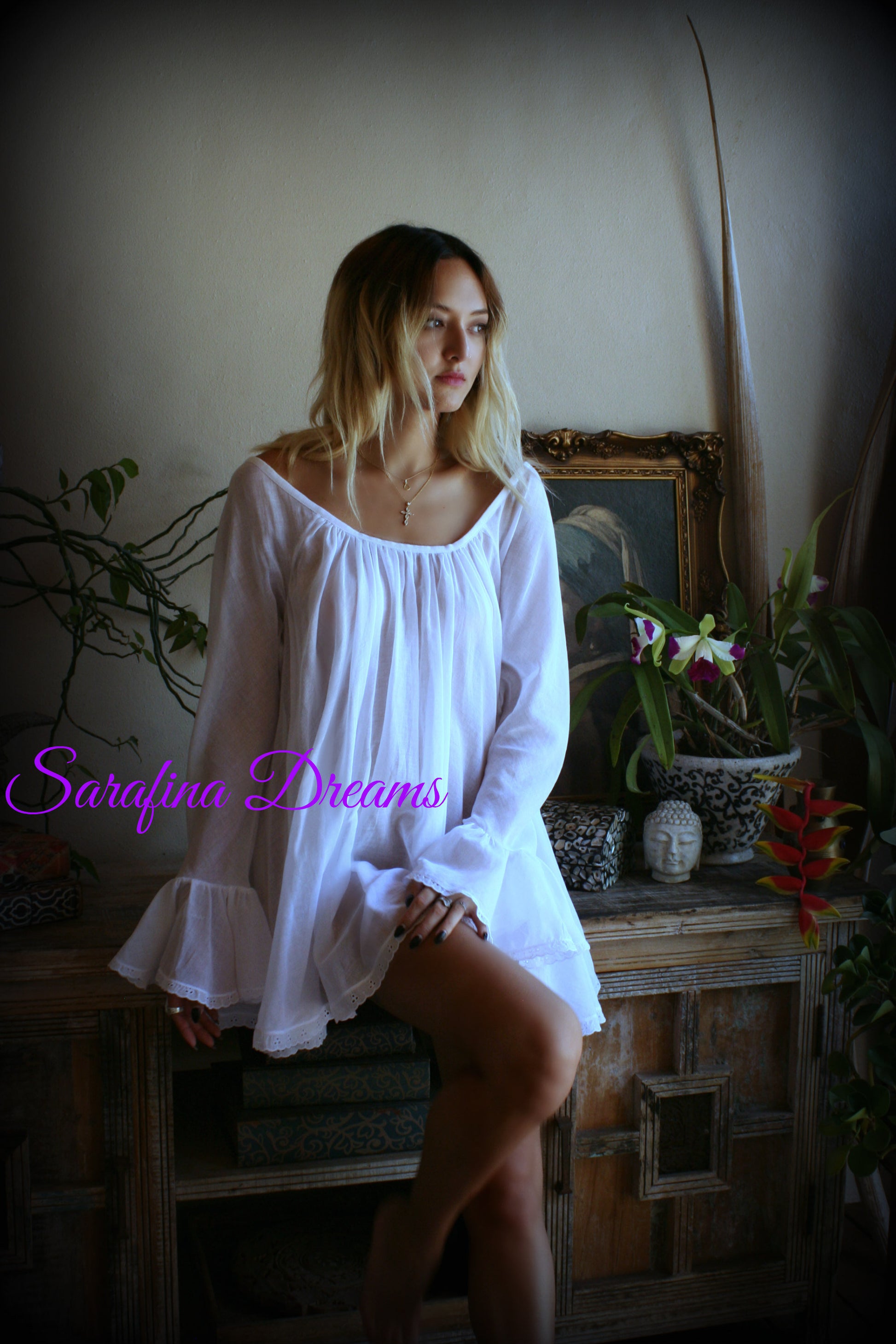 100% Cotton Jane Austen White And Print Cotton Baby Doll Nightgown Bridal Lingerie Wedding Sleepwear Cotton Sleepwear Honeymoon Lingerie