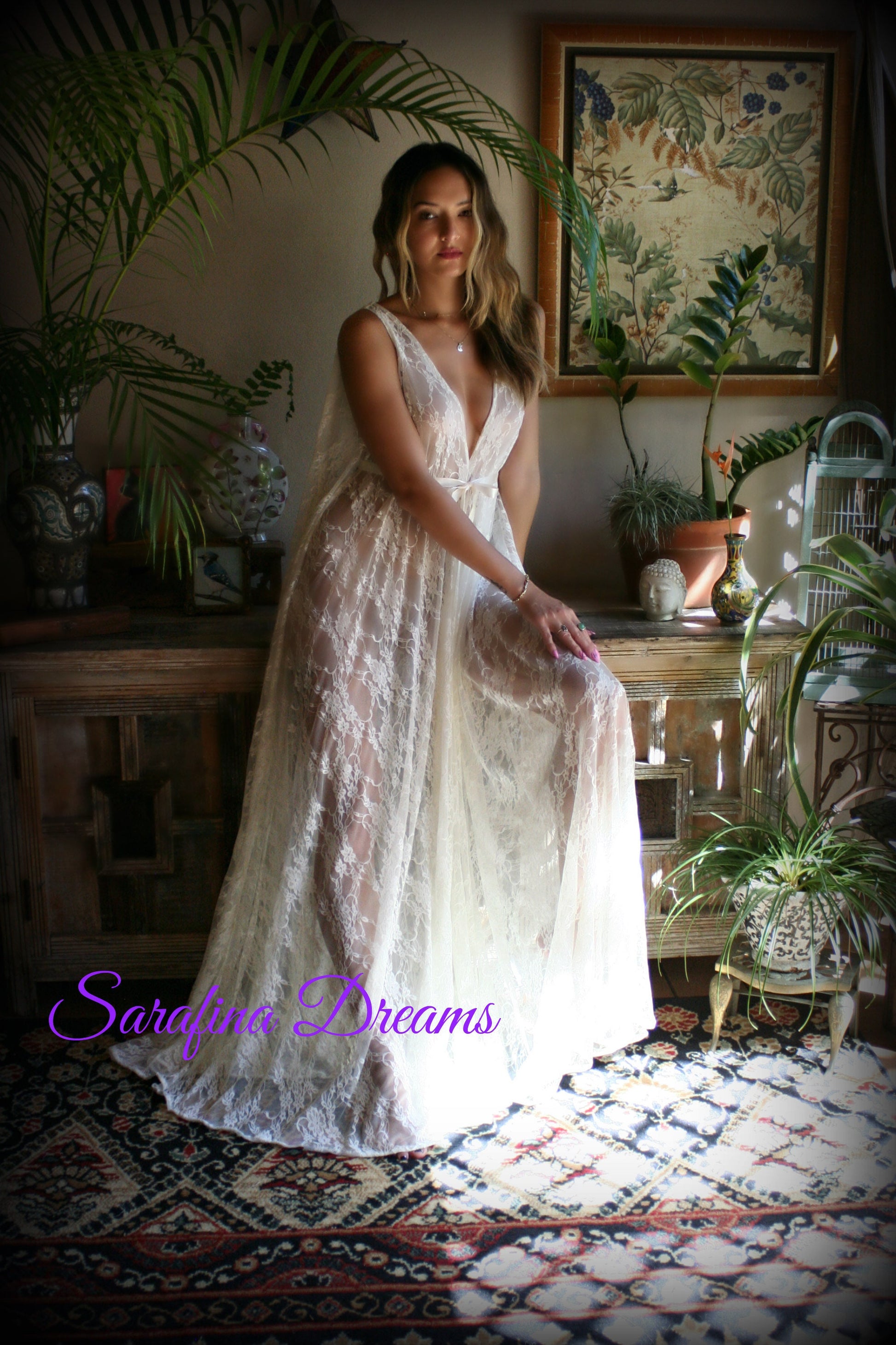 Lace Backless Nightgown Lace Lingerie Ivory Lace Sleepwear Bridal Nightgown Ivory Nightgown Wedding Sleepwear Bridal Lingerie