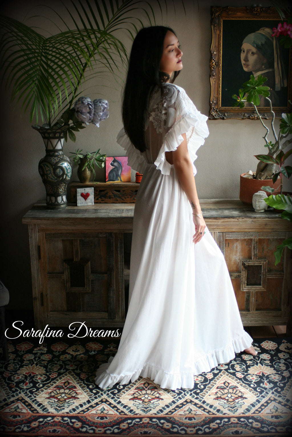 Cotton Nightgown Victorian Cotton Sleepwear Jane Austen Sleepwear Cotton Lingerie Embroidered Lace Cotton Bridal Sleepwear