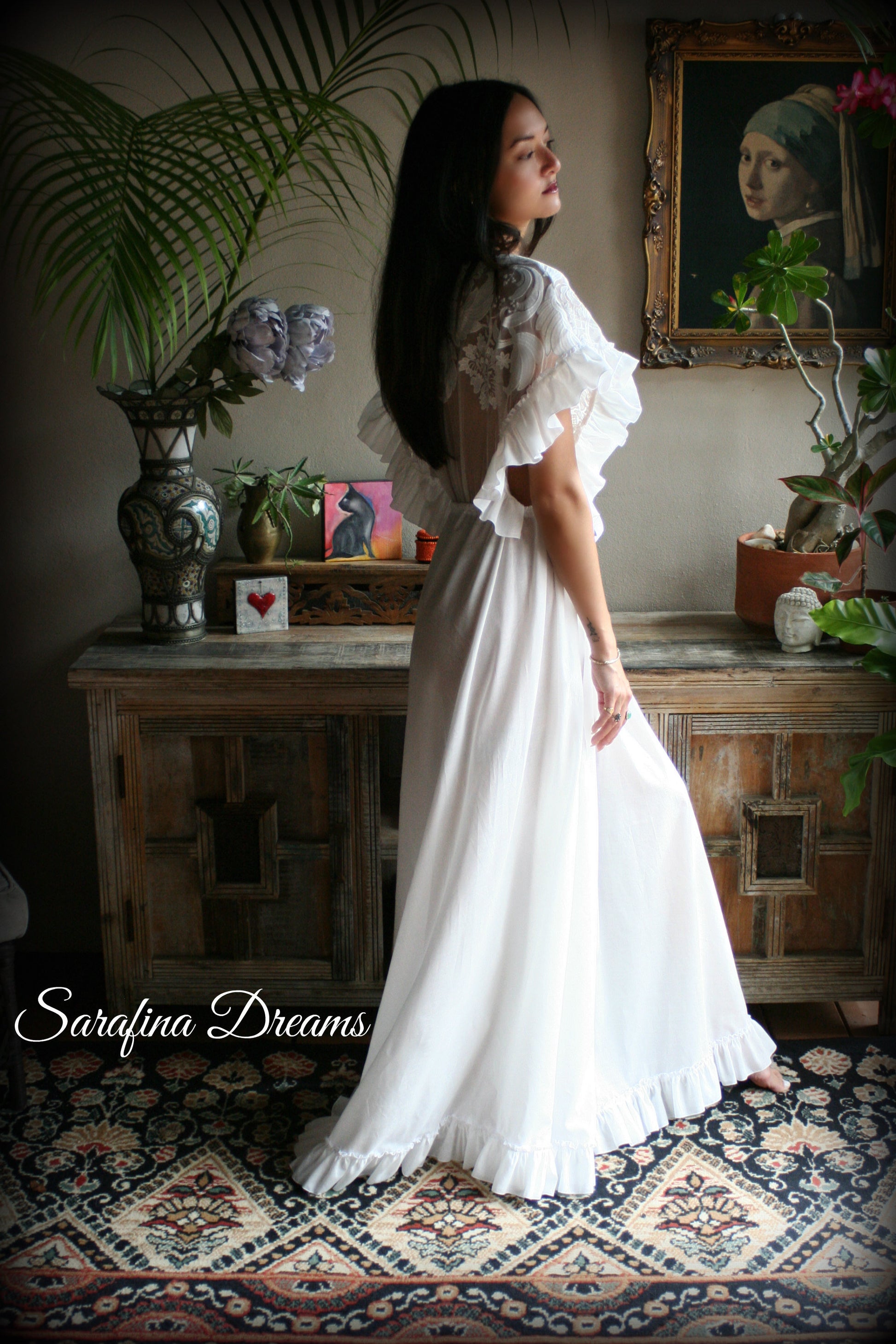 Cotton Nightgown Victorian Cotton Sleepwear Jane Austen Sleepwear Cotton Lingerie Embroidered Lace Cotton Bridal Sleepwear