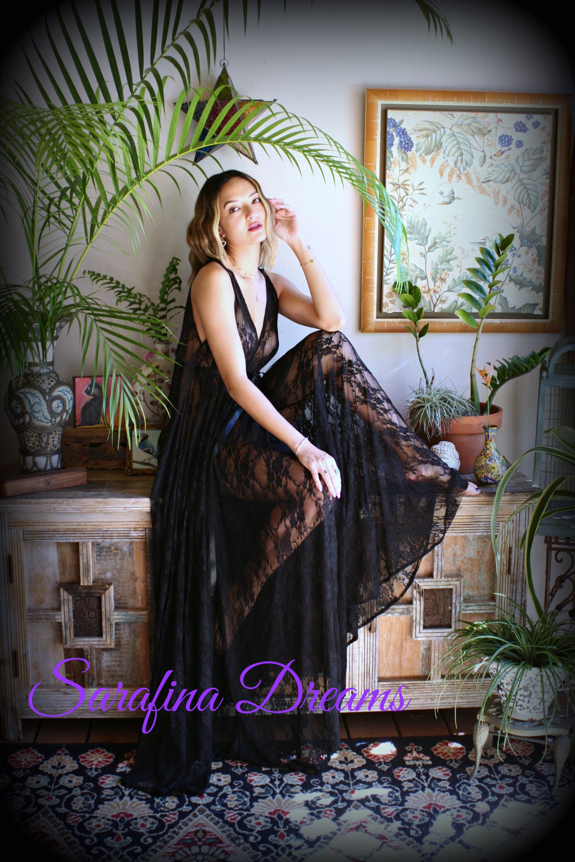 Black Lace Backless Nightgown Lace Lingerie Black Lace Sleepwear Nightgown Black Lace Nightgown Black Lace Sleepwear Lingerie