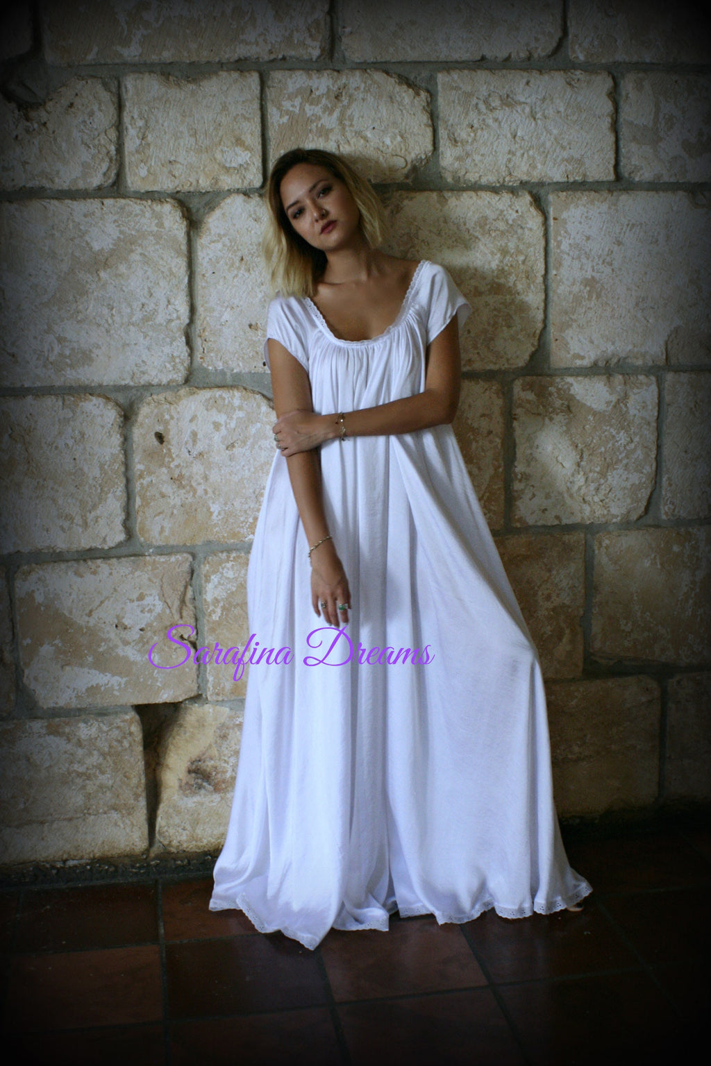 White Satin Jane Austen Cap Sleeve Full Swing Nightgown Bridal Sleepwear Wedding Lingerie Bridal Nightgown Liquid Satin