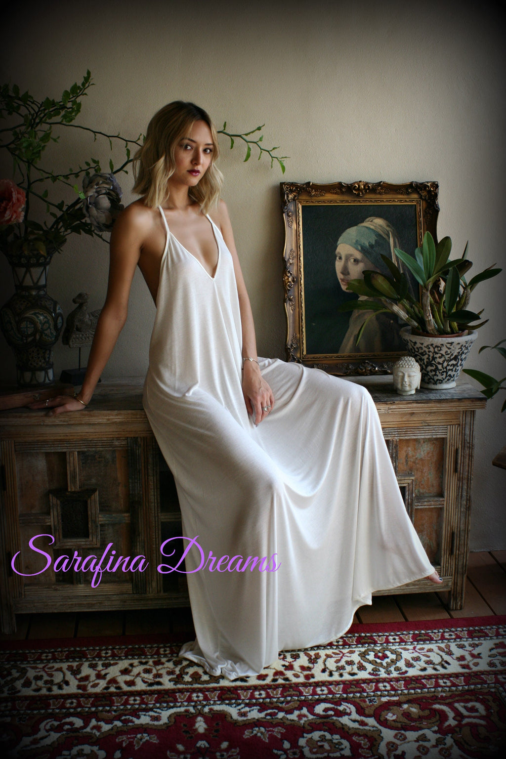 Bridal Silk Knit Backless Nightgown Wedding Lingerie Bridal Lingerie Wedding Nightgown Honeymoon Sleepwear Silk Lingerie Halter nightgown