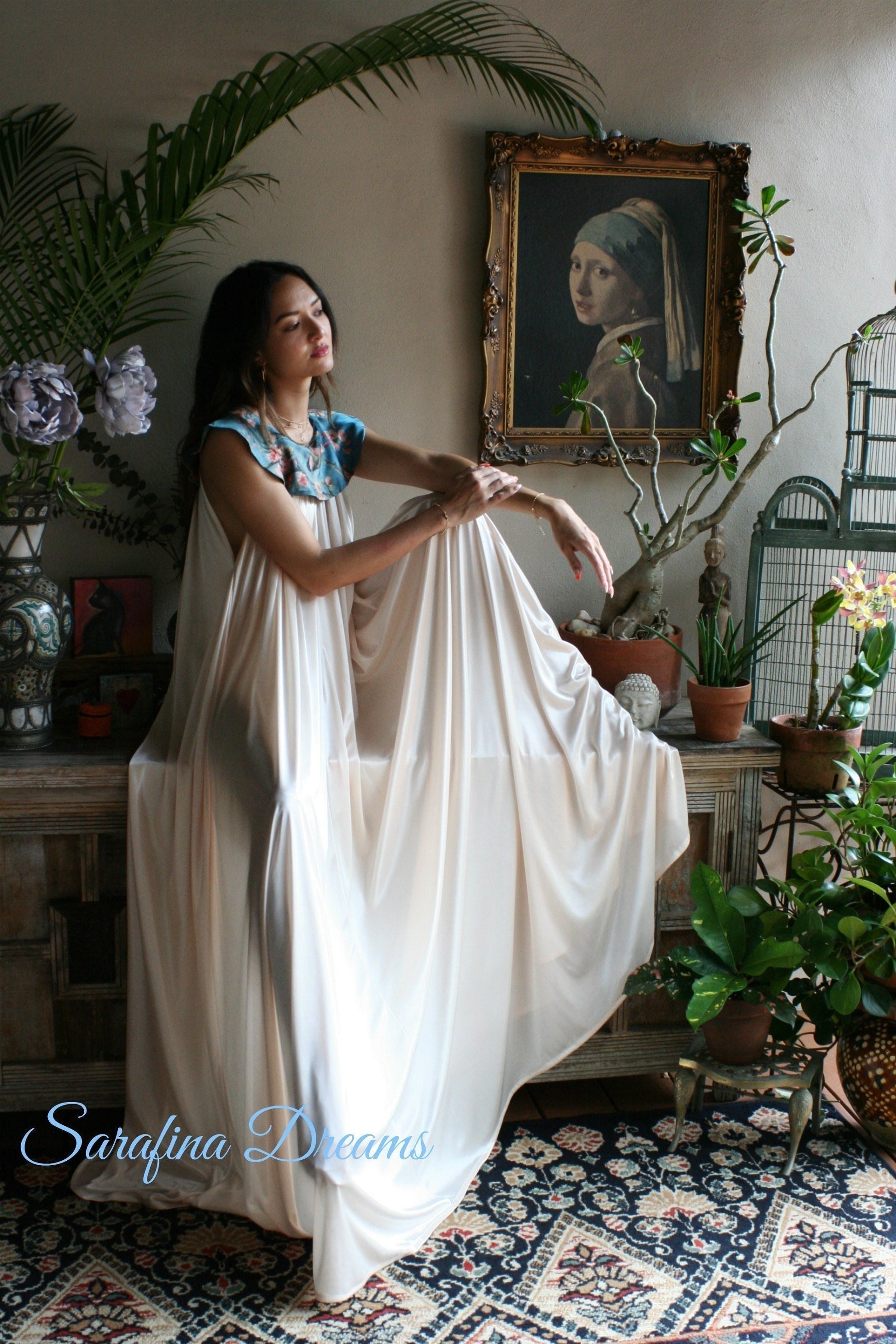 Satin Nightgown Champagne Nightgown Print Collar Bridal Sleepwear Wedding Lingerie Satin Lingerie