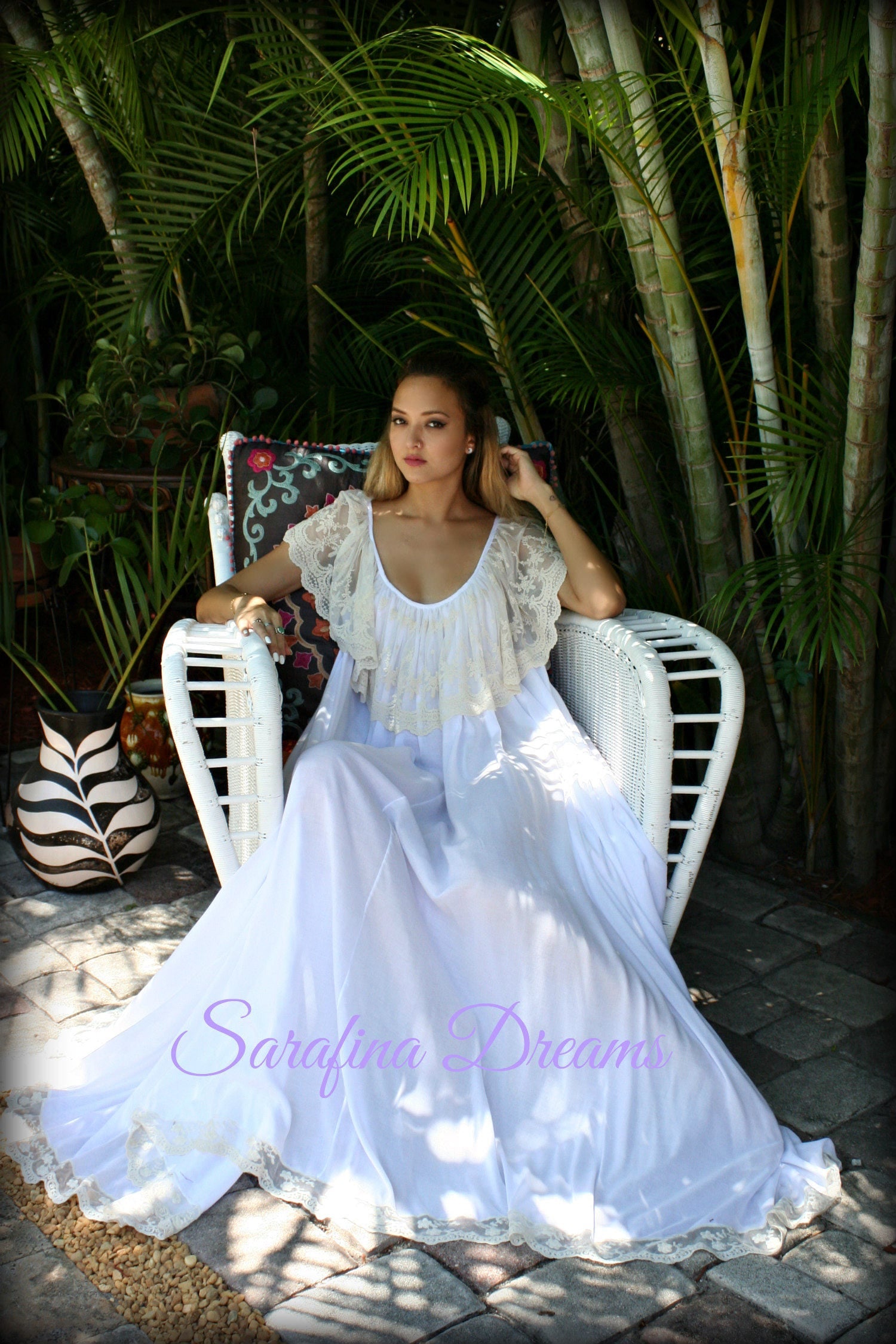 Bridal Nightgown Cotton Nightgown Lace Bridal Cotton Lingerie Angel Full Swing Nightgown Wedding Sleepwear White Lingerie