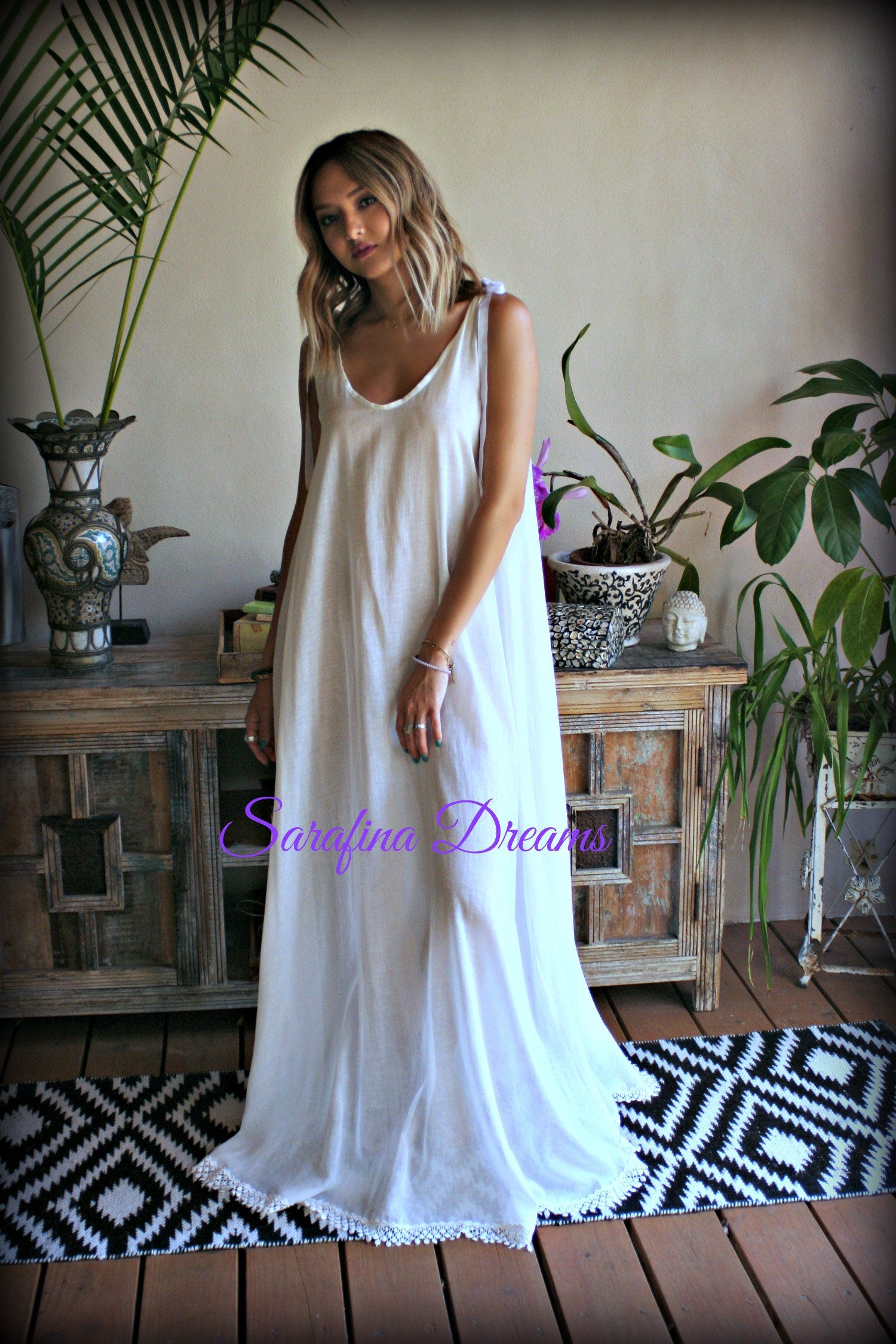 Cotton Nightgown Backless White Cotton Sleepwear Honeymoon Cotton Lingerie Bridal Lingerie