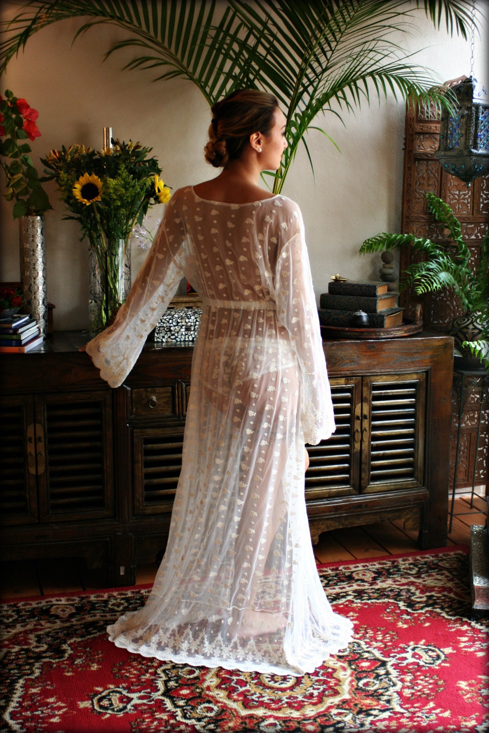 Embroidered French Lace Bridal Nightgown Panties Wedding Sleepwear Bridal Lingerie Set Ivory Lace Honeymoon Gown