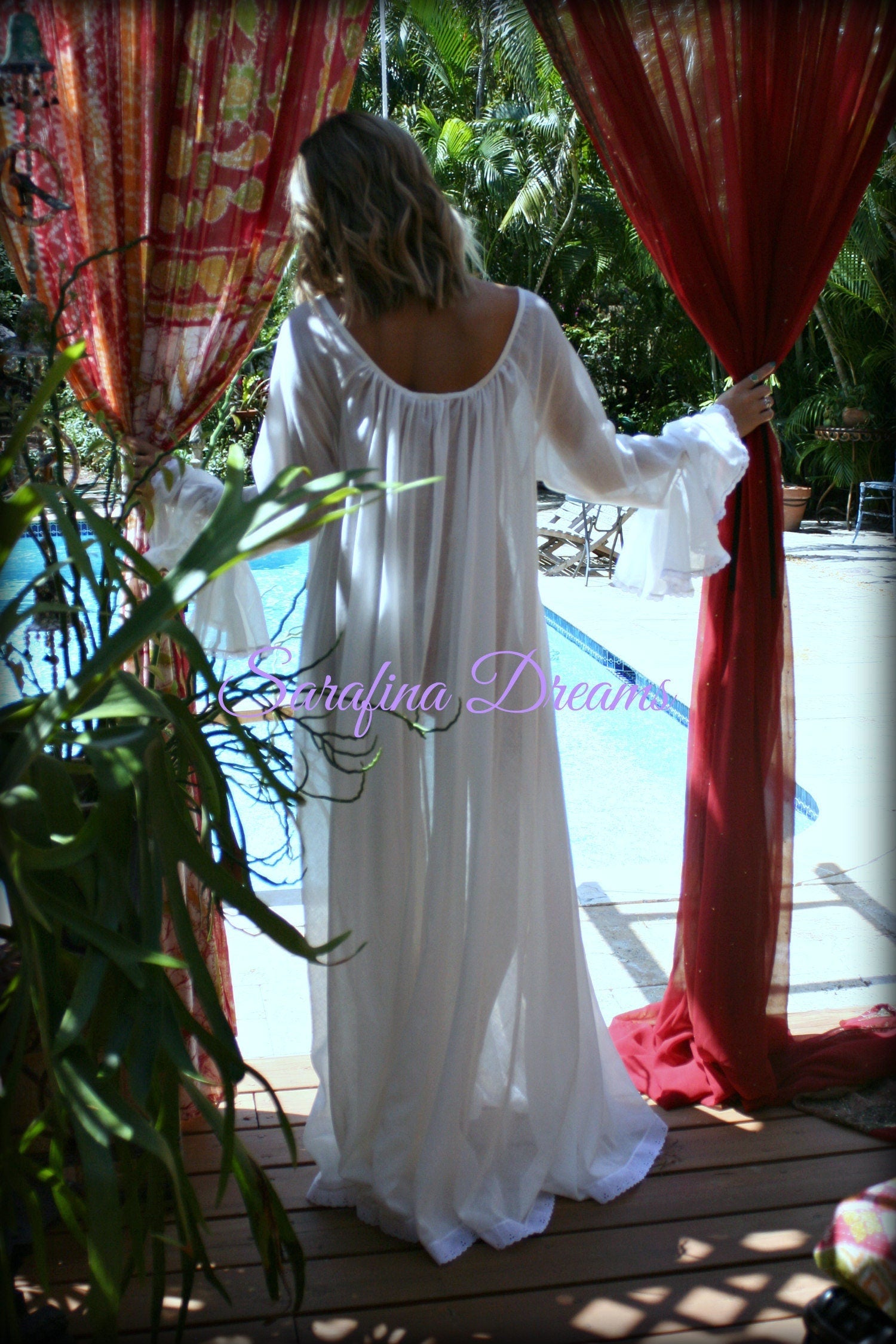 White Cotton And Prints Long Sleeve Nightgown Jane Austen Cotton Nightgown Cotton Lingerie White Cotton Sleepwear Cotton Gown