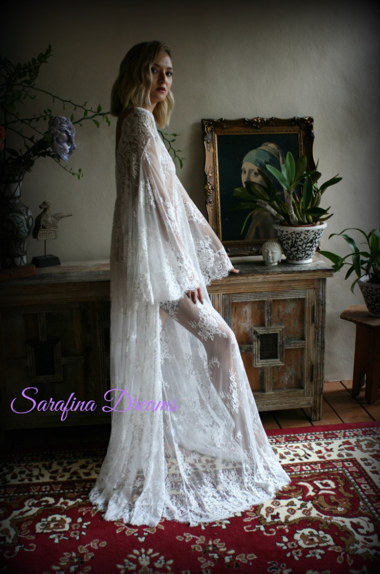 Bridal Lace Wedding Robe, Honeymoon Lingerie