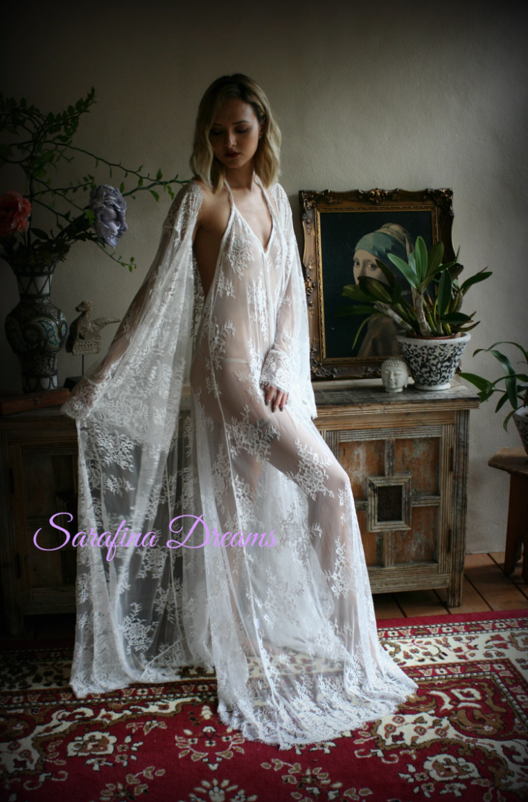 Bridal Lace Wedding Robe, Honeymoon Lingerie