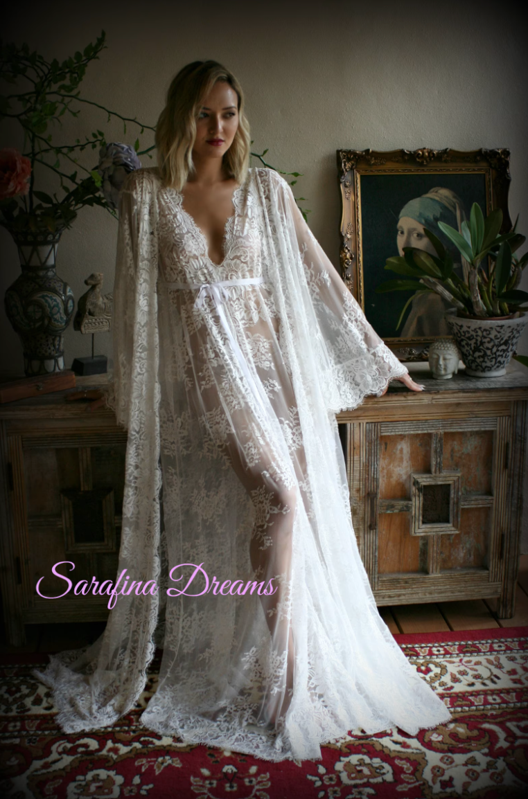 Bridal Lace Wedding Robe, Honeymoon Lingerie