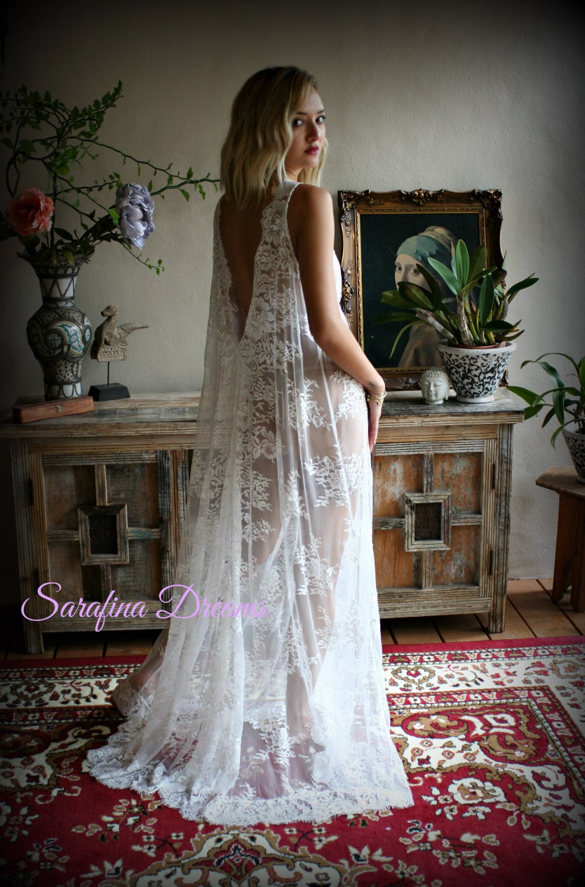 Bridal Lace Backless Nightgown, Honeymoon Lingerie