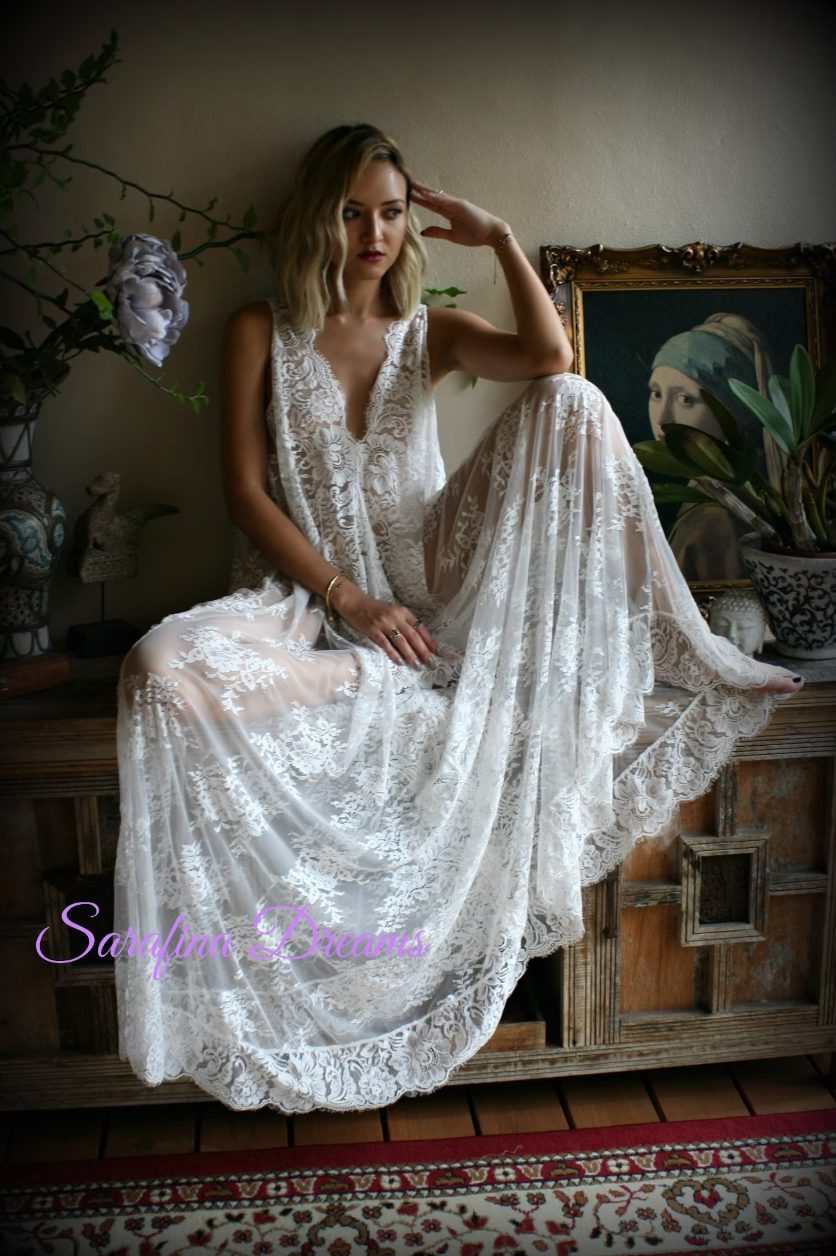 Bridal Lace Backless Nightgown, Honeymoon Lingerie