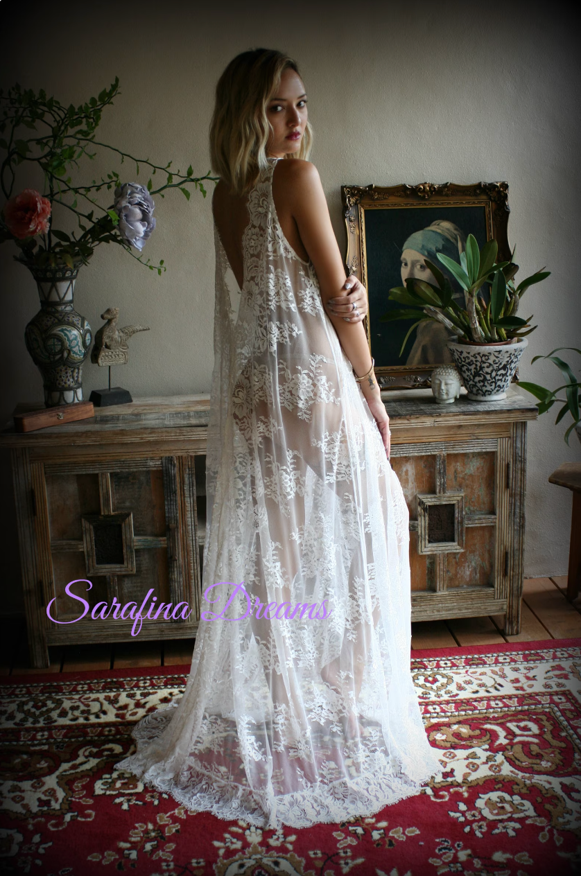 Bridal Lace Backless Nightgown, Honeymoon Lingerie