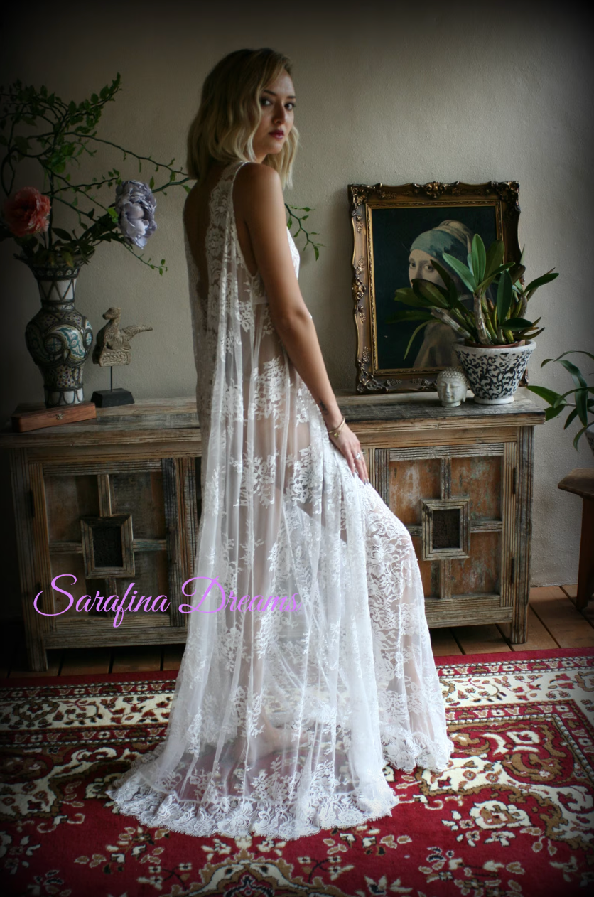 Bridal Lace Backless Nightgown, Honeymoon Lingerie