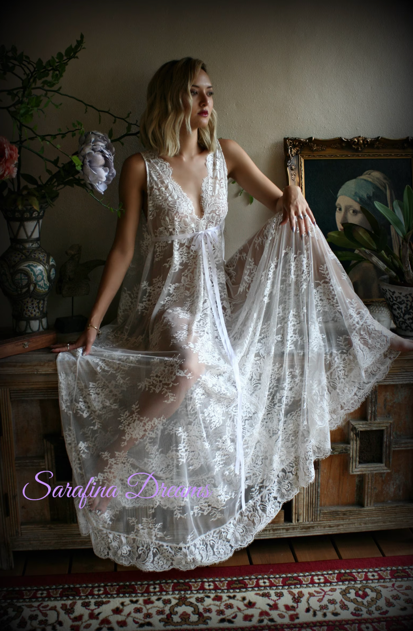 Bridal Lace Backless Nightgown, Honeymoon Lingerie