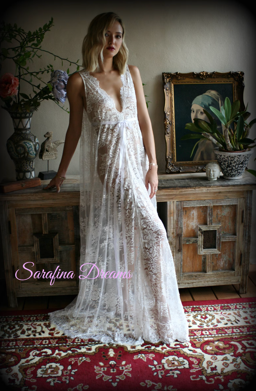 Bridal Lace Backless Nightgown, Honeymoon Lingerie